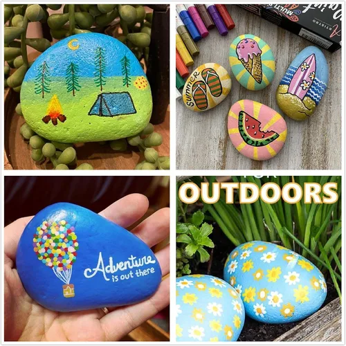 Miniatura 7 de lifetop 50 rocas de pintura, rocas naturales para bricolaje, rocas planas y suaves para artes, manualidades, decoración, rocas medianas y pequeñas