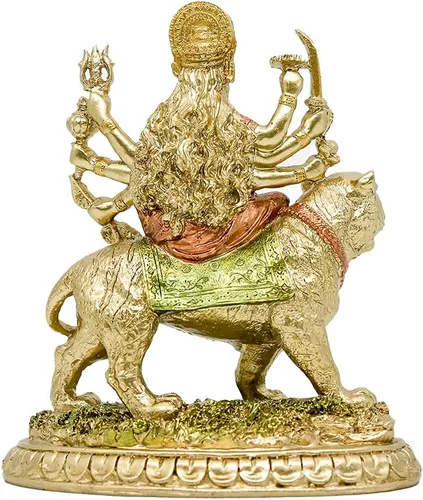 Miniatura 2 de alikiki Diosa hindú pequeña estatua de Durga – 5.7 pulgadas de alto Dios indio Durga en tigre, ídolo en casa, oficina, templo Puja, escultura Mandir