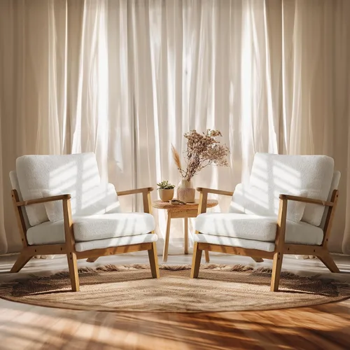 Miniatura 19 de VINGLI Silla de Acento de Madera Maciza con Reposabrazos Anchos, Silla Moderna Tapizada de Mediados de Siglo con Almohada, Cómoda Silla de Lectura
