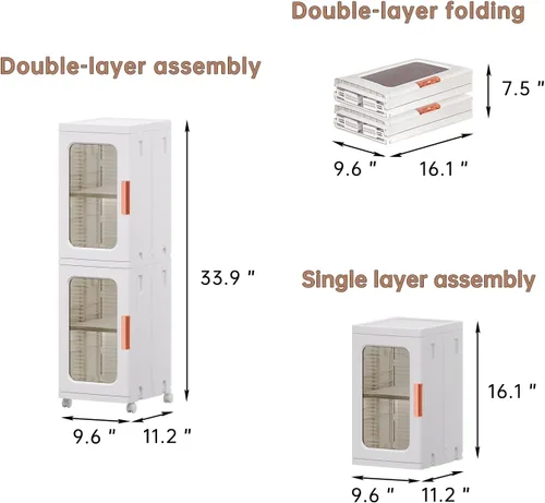 Miniatura 3 de CXCJAI Armario estrecho con puertas y estantes, organizador de cocina alto y delgado con estante ajustable, armario de papel higiénico de lino de 2