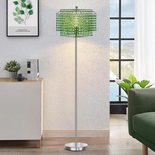 Miniatura 14 de Lámpara de pie de cristal morado, lámparas de pie de 64 pulgadas de alto con pantalla de doble capa, elegante lámpara de pie con interruptor de pie