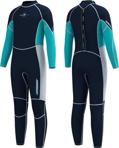 Miniatura 9 de Traje de neopreno para niños y niñas, con cremallera trasera de 0.118 pulgadas, traje de baño térmico de neopreno para buceo, natación, deportes