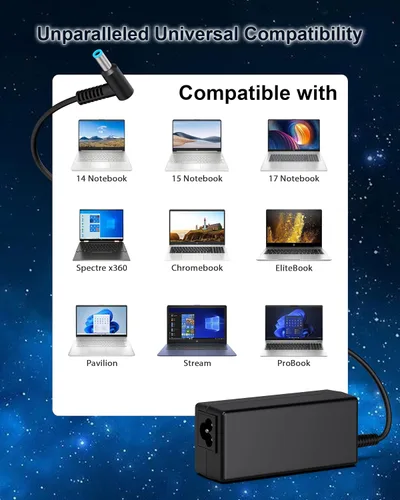 Miniatura 4 de Cargador portátil de 45 W para computadora portátil HP, adaptador de corriente inteligente de punta azul de 19.5 V 2.31 A para HP Pavilion x360