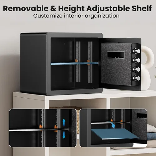 Miniatura 7 de Locksworth Caja de seguridad antirrobo de 1.4 pies cúbicos con bolsa impermeable ignífuga, caja de seguridad electrónica para el hogar, oficina