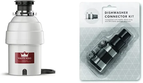 Waste King Legend Series 1 HP - Eliminación de basura de alimentación continua con cable de alimentación - (L-8000) y kit de conector para