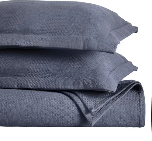 Miniatura 18 de Superior Juego de colcha de algodón con diseño de flor de lis, mantas cálidas, ropa de cama para todas las estaciones, decoración de dormitorio