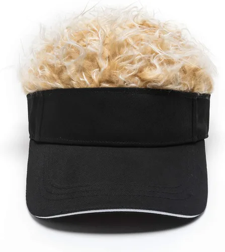 Miniatura 3 de Sombreros de pelo novedosos para hombre, con púas, divertidos, viseras de golf, peluca falsa con pico de Guy Fieri, gorra de béisbol ajustable