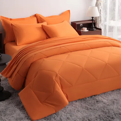 Miniatura 19 de NTBAY Juego de edredón Twin con sábanas, juego de ropa de cama Twin suave y transpirable de 5 piezas, cama Twin en una bolsa, juego de edredón Gris