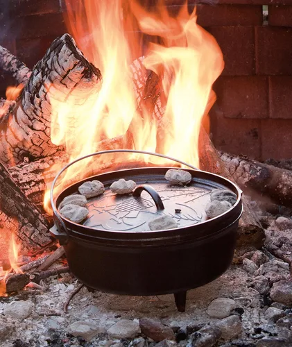 Miniatura 34 de Lodge Horno holandés de hierro fundido pre-sazonado de 8 cuartos de galón con tapa, asas duales, uso en el horno, en la estufa, en la parrilla