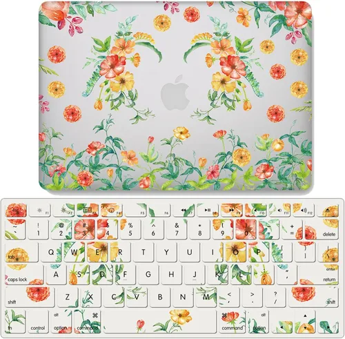 Miniatura 11 de IVY Para MacBook Air 15 con M2 (Modelos: A2941) Flower Garland Clear Case con cubierta de teclado - A
