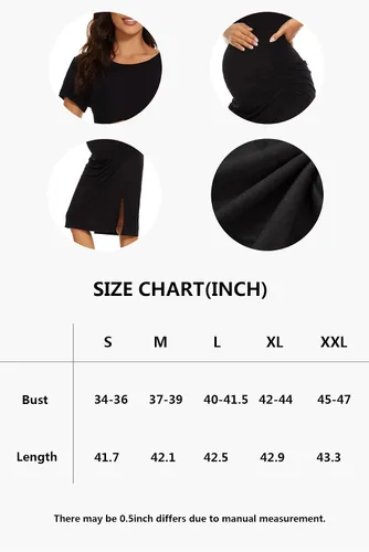 Miniatura 5 de Smallshow Vestido de maternidad dividido para mujer, manga corta, fruncido, ropa de embarazo