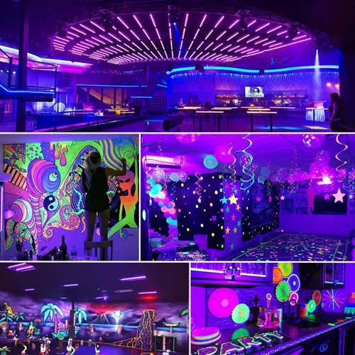Miniatura 8 de Paquete de 4 luces LED negras de 42 W, barras de luz negra con enchufe+interruptor+cable de 6 pies, luz negra para fiesta brillante, póster