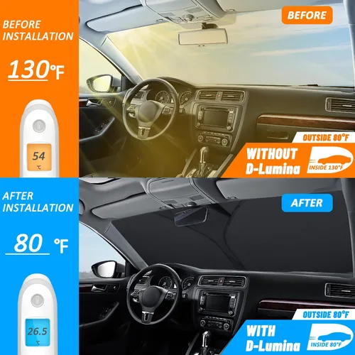 Miniatura 3 de D-Lumina Parasol para parabrisas Dodge RAM 1500 2019-2024 2025, parasol para ventana delantera, protector de visera para RAM 1500 CrewCab, camioneta