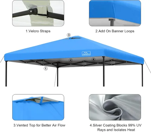 Miniatura 43 de KAMPKEEPER Cubierta de Repuesto Superior para Carpa Toldo Emergente con Ventilación de Aire y Correa Elástica Ajustable, Poliéster Resistente a Azul