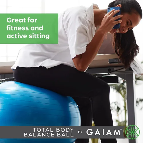 Miniatura 5 de Gaiam Pelota de equilibrio para todo el cuerpo de yoga, antiestallido con bomba de aire para silla de casa, oficina y fitness - Varios tamaños
