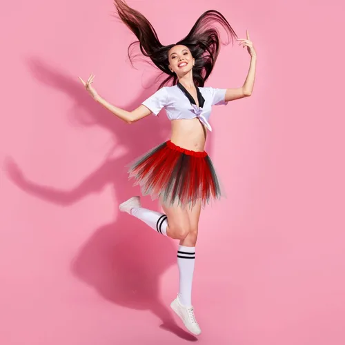 Miniatura 3 de Lusofie Falda tutú para mujeres adultas, clásica, elástica, de 3 capas, tutú de tul, faldas de ballet, faldas de baile de princesa (rojo y negro)