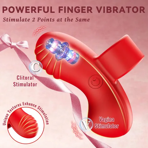 Miniatura 2 de Vibrador Mini Vibrador de Dedo Juguetes Sexuales Juguetes para Adultos 10 Modos de Vibración Vibradores Juguete Sexual Femenino Parejas Bala Rojo
