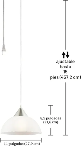 Miniatura 6 de Globe Electric Amris Portalámparas colgante con enchufe, de 1 luz, de 11", 64413, 60.0watts, 120 volts Cepillado inoxidable