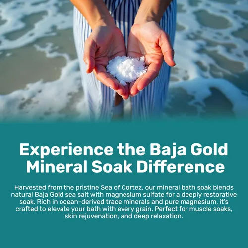 Miniatura 8 de Baja Gold Ocean Mineral Soak – Remojo de baño de magnesio natural y oligoelementos Remojo relajante y limpio de ingredientes para baño, músculos