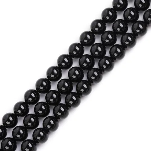 Miniatura 144 de GEM-Inside Cuentas sueltas de piedra natural de lava negra de 8 mm, redondas, piedra de energía para hacer joyas 15' Negro