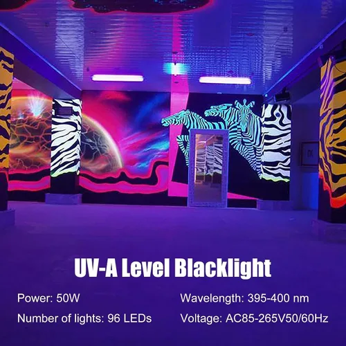 Miniatura 4 de Barras de luz negras de 50 W, impermeables, portátiles, 395-405 nm, luces negras LED UV con enchufe+interruptor de encendido/apagado+cable de 5 pies