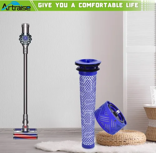 Miniatura 7 de Artraise Filtro de vacío de repuesto para aspiradora Dyson V6 inalámbrica/aspiradora absoluta V6, paquete de 2 filtros HEPA post y 2 prefiltros