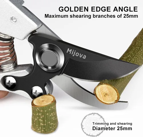 Miniatura 3 de Podadoras de jardín, cortadoras de jardín resistentes, tijeras de podar con bloqueo de pulgar ajustable, herramientas de jardinería manuales, Negro