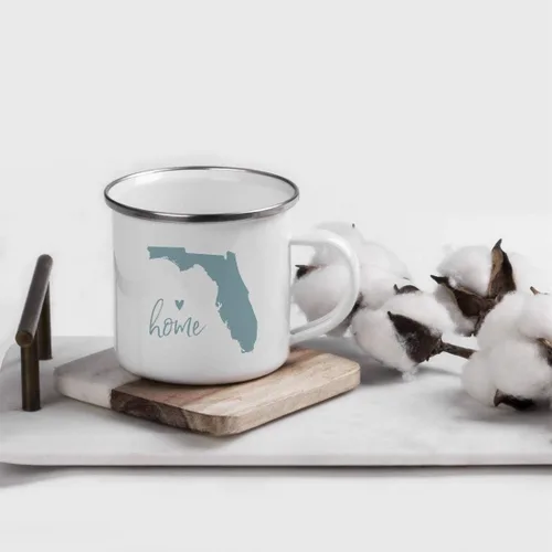Miniatura 2 de Andaz Press Taza de café de acero inoxidable del estado de EE. UU., diseño de corazón Aqua Home, Florida, paquete de 1, taza de campamento de metal