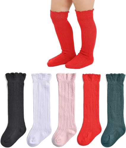 Miniatura 7 de EPEIUS Calcetines altos hasta la rodilla para bebés y niños pequeños (paquete de 3/5)