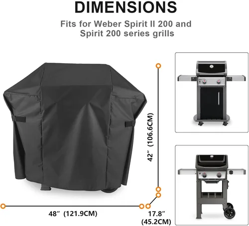 Miniatura 2 de Grisun 7138 Premium Grill Cover 48 pulgadas para Weber Spirit II 200, Spirit 210 Series, cubierta impermeable antidecoloración para parrilla de gas