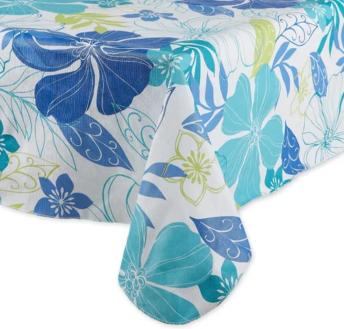 Miniatura 2 de DII Colección de manteles de vinilo para verano con respaldo de franela y diseño floral, rectangular 60x84, Tropical Bahama