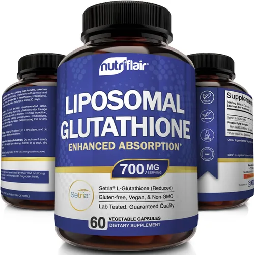 Miniatura 5 de NutriFlair Suplemento de glutatión liposomal 700mg – Setria Reduced L-Glutatión, 60 Cápsulas