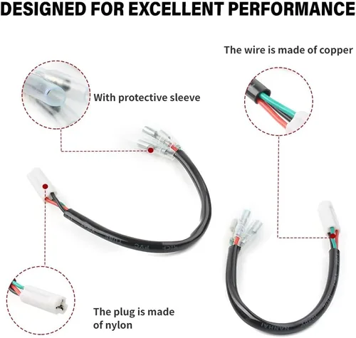 Miniatura 3 de Three T 2 piezas de arnés de cableado de señal de giro 3 cables, conector plug and play, arnés divisor de señal de giro Y-Adapter para Yamaha R1 R3