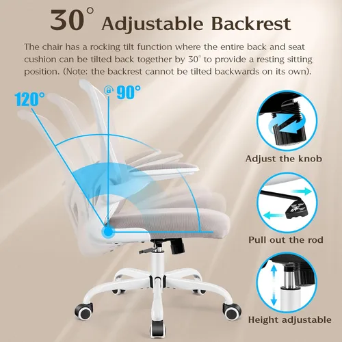 Miniatura 6 de FelixKing Silla de Oficina, Sillas de Escritorio Ergonómicas con Ruedas, Silla de Malla para el Hogar, con Soporte Lumbar Ajustable y Altura, Silla