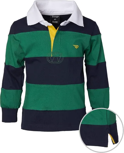 Miniatura 2 de Sportoli Camisa polo de rugby de manga larga a rayas anchas de algodón para niños