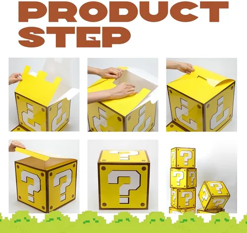 Miniatura 4 de SUYEPER 4 cajas grandes para fiesta de cumpleaños, preguntas y juegos de fiesta de ladrillo (11.8 x 11.8 pulgadas)