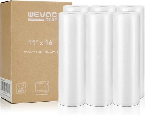 Wevac - Bolsas sellables al vacío de 11 pulgadas x 16 pies. Paquetes de 3 rollos para Food Saver, Seal a Meal, Weston. Tipo comercial, sin BPA,