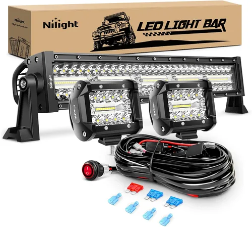 Miniatura 10 de Nilight Barra de luz LED de 22 pulgadas, 480 W, 2 módulos de luz de 4 pulgadas, 60 W, estroboscópico blanco ámbar, 6 modos, función de memoria