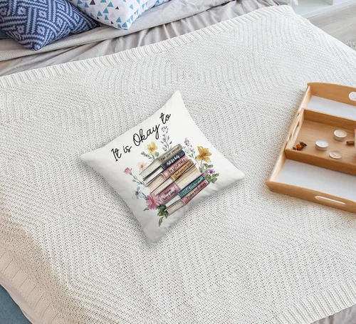 Miniatura 4 de huester Book Floral Mental Health Pillow Cover 18x18, Positive Affirmations Awareness Motivational Decorative Throw Pillow Cover Pillowcases for
