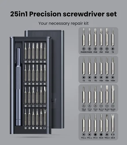 Miniatura 3 de AXTH Juego de destornilladores pequeño 25 en 1 de precisión, kit de herramientas de reparación mini magnético profesional para teléfono