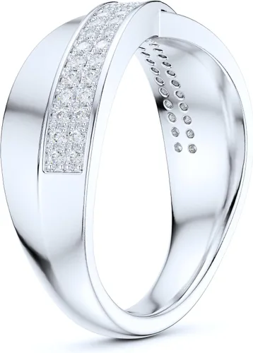 Miniatura 4 de Sterling Silver 6.5mm Wide X CrissCorss Two Rows Simulated Round Brilliant Cut Diamond or Genuine Moissanite Wedding Ring