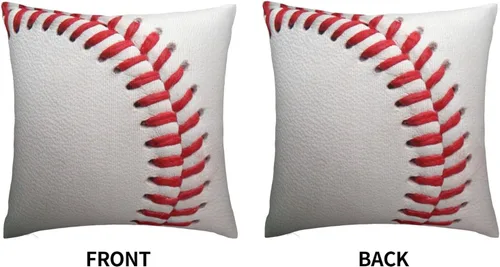 Miniatura 3 de Funda de almohada cuadrada y acogedora de béisbol, moderna, neutra, decoración del hogar, para sala de estar, sofá, automóvil, 18 x 18 pulgadas