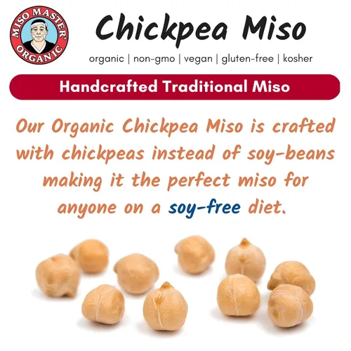 Miniatura 3 de Miso Master Miso orgánico de garbanzos, sin soja, sin gluten, orgánico, sin OMG, vegano, kosher, pasta de miso blanca vegana, tubo de 16 onzas