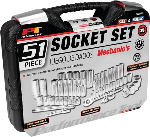 Miniatura 3 de Performance Tool W38905 Juego de mecánico de accionamiento de 3/8 pulgadas, 51 piezas
