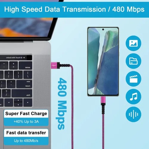 Miniatura 4 de Cable USB tipo C para iPhone 15 de carga rápida, cable USB A a USB C de 10 pies de largo de carga rápida para iPhone 17e 17 16 15 Pro Max Plus 16e