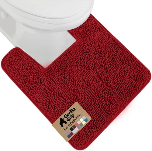 Miniatura 85 de Gorilla Grip - Tapete de baño afelpado, absorbente, peludo, de felpilla, para base de inodoro cuadrada, reverso de goma, suave, de microfibra, claro