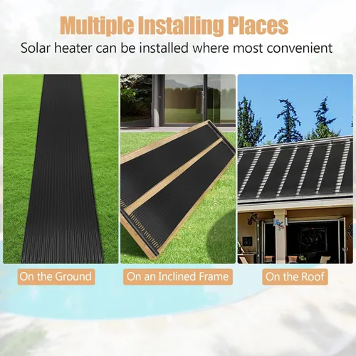 Miniatura 4 de Goplus Calentador solar de piscina de 2.5 pies x 10/16.5/20 pies para piscinas sobre el suelo, sistema de calefacción de panel solar de piscina