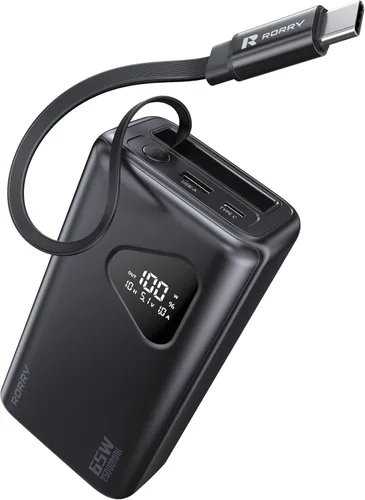 Miniatura 10 de RORRY Laptop Power Bank, 25000mAh 65W Portable Laptop Charger Battery Bank PD Fast Charger Built in Retractable Cables, for iPhone 17/16/15 Series