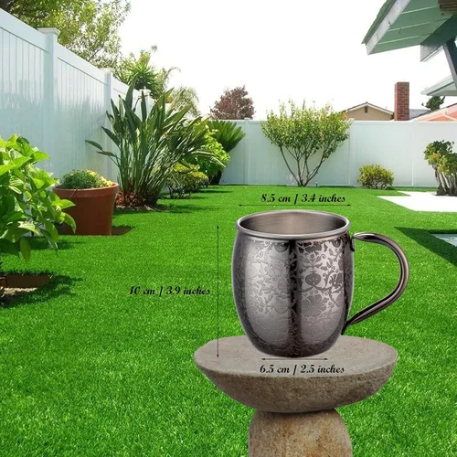 Miniatura 5 de UNISWEET Tazas Moscow Mule - 532 ml de cobre chapado, artesanía fina grabada, tazas con revestimiento de acero inoxidable 304, para bebidas frías