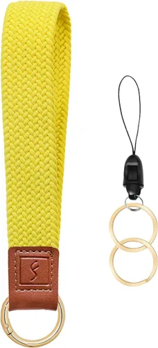 Miniatura 16 de Fishent Llavero elástico, bonito llavero de pulsera, cordón de muñeca tejido mejorado para llaves, llaveros para mujeres y hombres, llaves